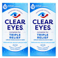 Clear Eyes® Duopack Triple Relief Oogdruppels 2 x 15 ml – Roodheid, Branderigheid & Droge Ogen