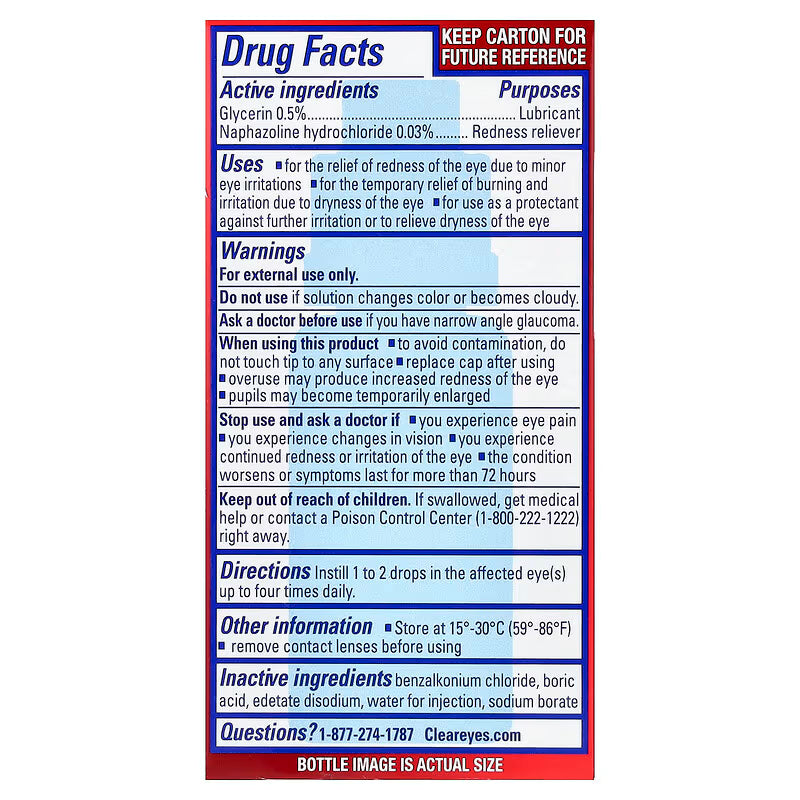 Clear Eyes® Maximum Redness Relief Oogdruppels – Intensieve Roodheidsverlichting (15 ml)