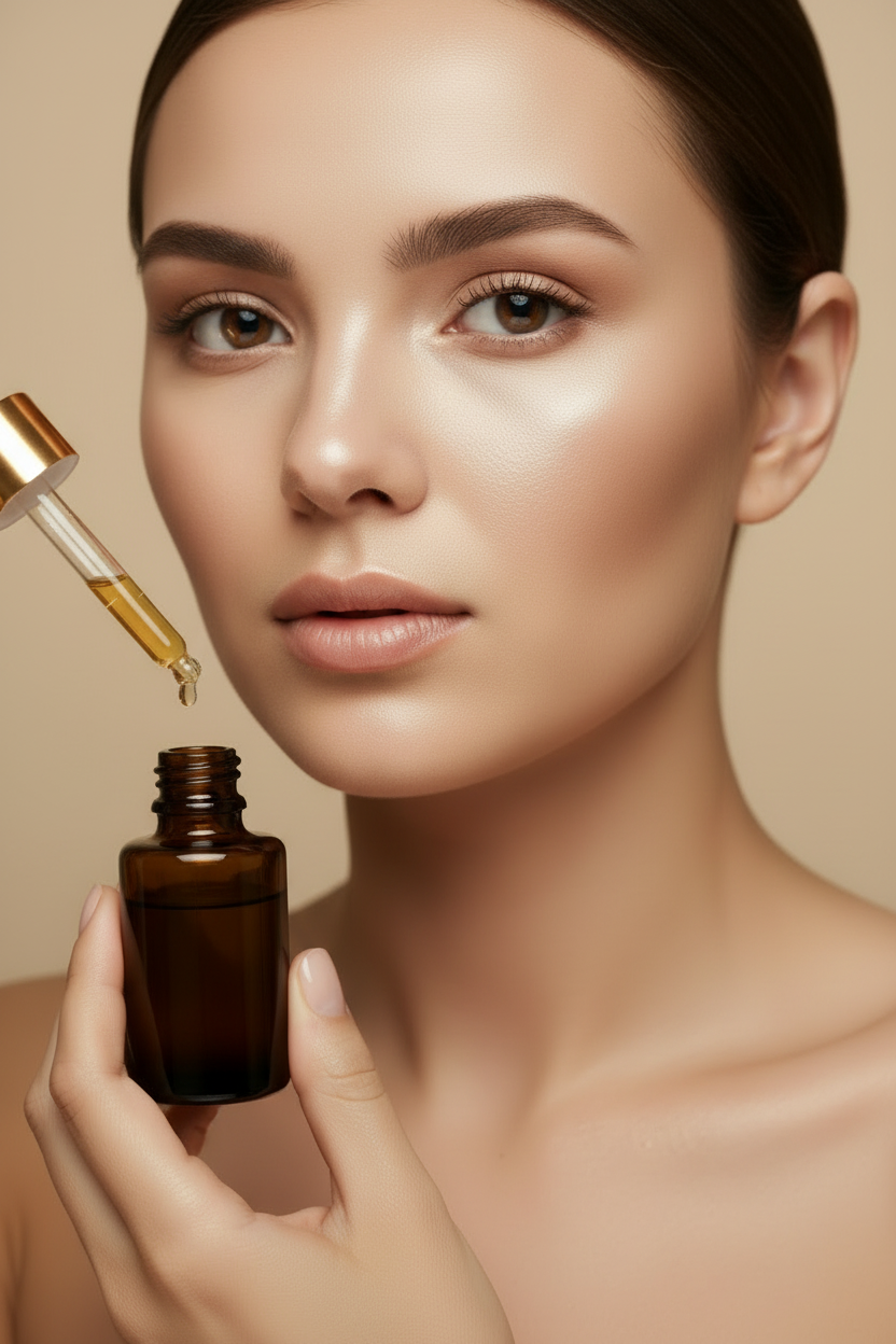 Zijaanzicht portret met serum